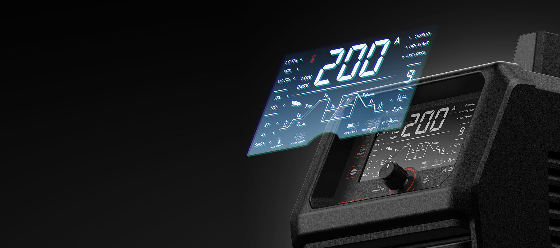 TIG welder digital display